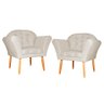 Kit 02 Poltronas Decorativa Amélia Pés Palito Suede Bege - DS Estofados - 1