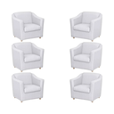 Ver imagem 1 de Kit 6 Poltronas Decorativa Reforçada Recepção Clinica Salão Courino:branco