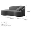 Ver imagem 3 de Divã Recamier Curvo Sala de Estar Recepção Inglaterra 150cm Lado Esquerdo Linho Adj Decor Cinza Escu