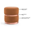 Ver imagem 3 de Puff Com Cinto E Aro Rosê Round B-262 Veludo Laranja