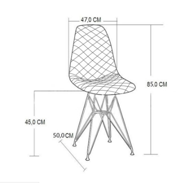 Cadeira Jantar Estofada Grafite Eames Base Ferro Preto - 3