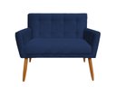 Ver imagem 1 de Namoradeira Decorativa Onix Suede Azul Marinho 2 Lugares Pés Madeira Mz Decor