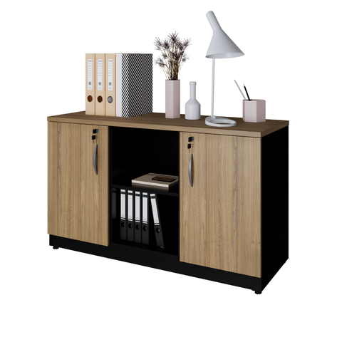 Armário Escritório Savoia Credenza 30mm Macadamia/preto