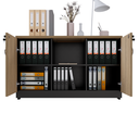 Ver imagem 4 de Armário Escritório Savoia Credenza 30mm Macadamia/preto