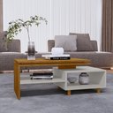 Ver imagem 2 de Mesa de Centro Sala Lima com Pés de Madeira Maciça Naturale/off White