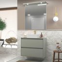 Ver imagem 1 de Gabinete para Banheiro com Cuba e Espelheira com Led 80cm Mdf Verde Dubai - On Móveis