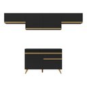 Ver imagem 7 de Armário de Cozinha Compacta 260cm Veneza Multimóveis V3697 Preto/Dourado