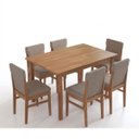 Ver imagem 2 de Conjunto Mesa de Jantar 160cm 6 Cadeiras Madeira Maciça Estofadas Arezzo Amêndoa/cinza Claro Cbmj4a1