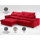 Ver imagem 3 de Sofá com Carregador Usb e Molas no Assento Retrátil Reclinável Nice 2,90m Velosuede - Netsofas