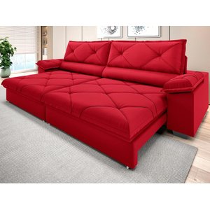 Sofá com Carregador Usb e Molas no Assento Retrátil Reclinável Nice 2,90m Velosuede - Netsofas