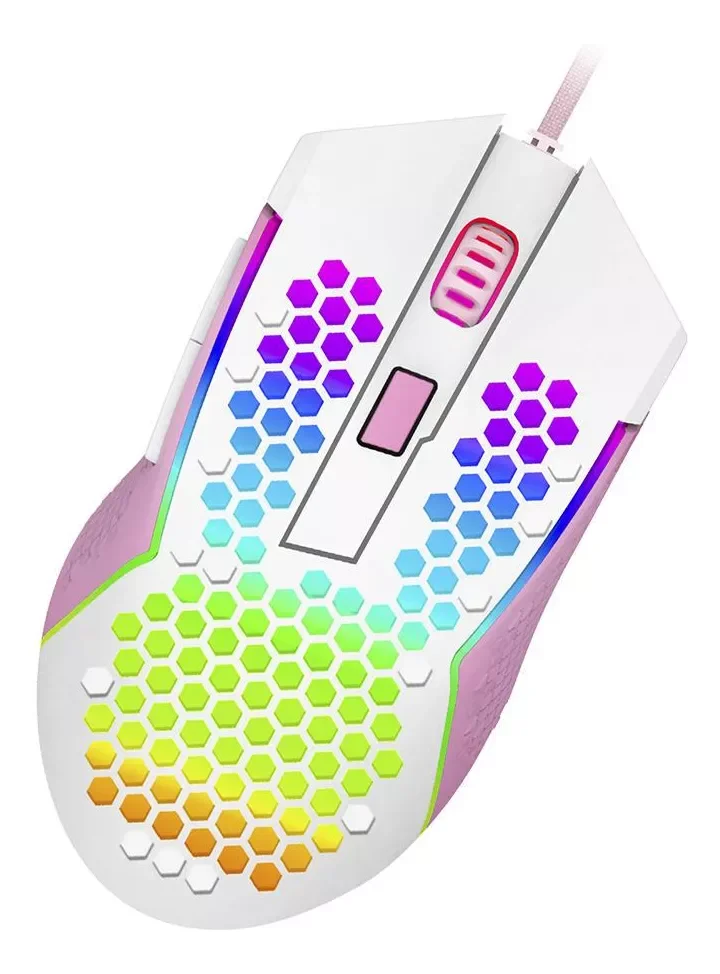 Mouse Gamer com Fio Redragon Reaping Elite M987wp-p 32000 Dpi Cor Branco com Rosa - 1