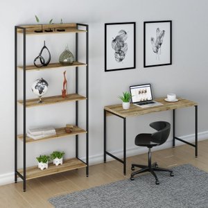 Kit Industrial 2 Peças Escrivaninha com Estante Active Yescasa