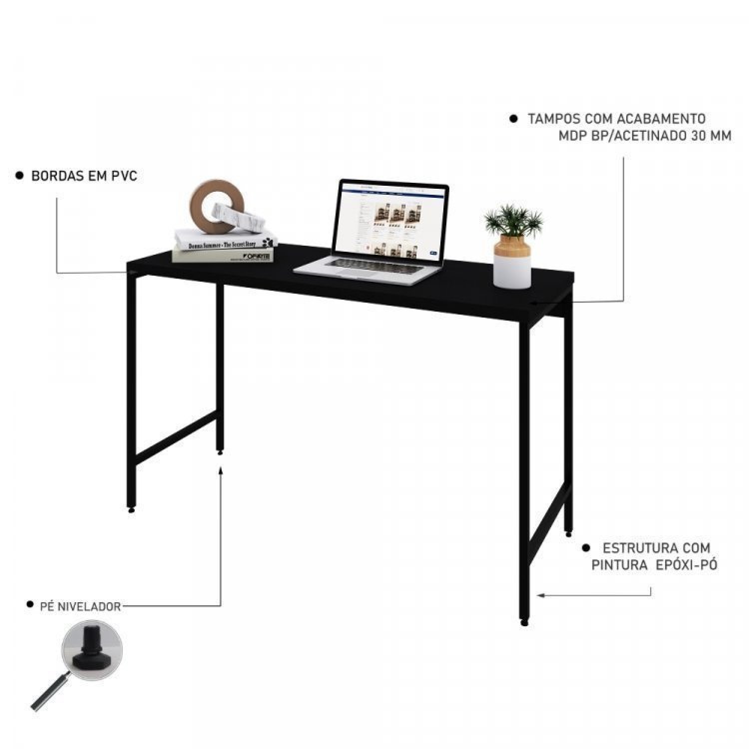 Conjunto Home Office Industrial 2 Peças Escrivaninha com Estante Active Yescasa - 5