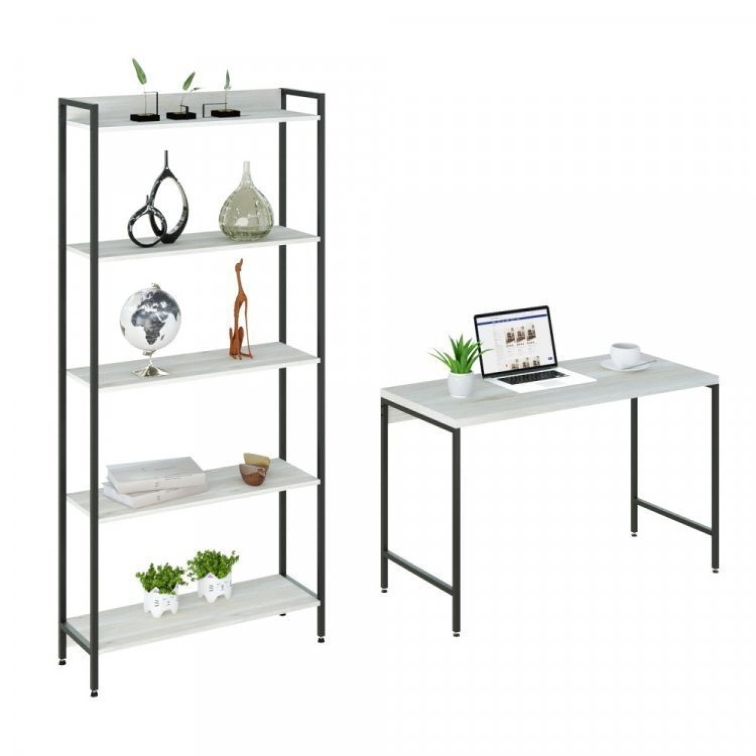 Conjunto Home Office Industrial 2 Peças Escrivaninha com Estante Active Yescasa - 6