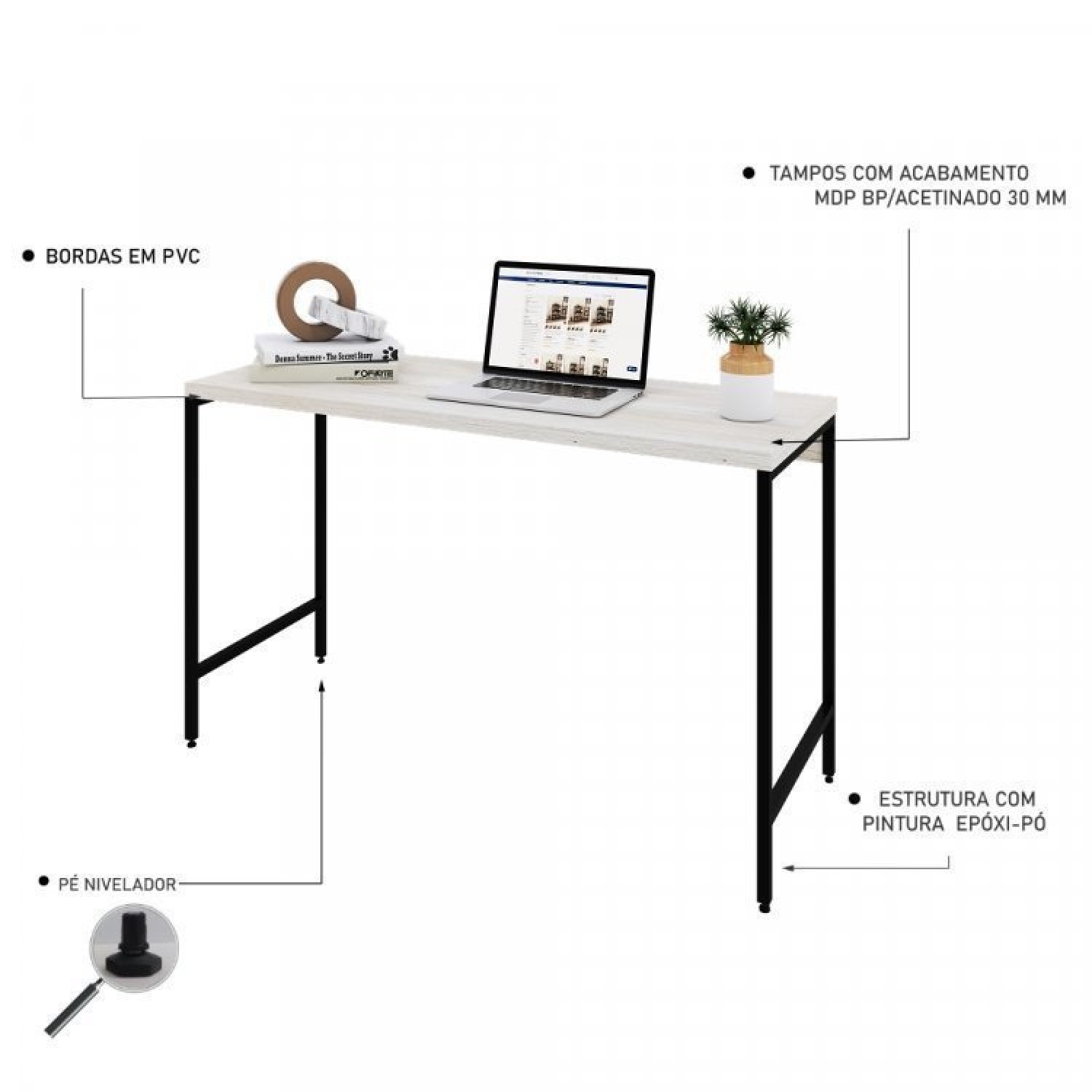 Conjunto Home Office Industrial 2 Peças Escrivaninha com Estante Active Yescasa - 7