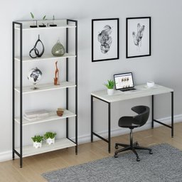 Kit Industrial 2 Peças Escrivaninha com Estante Active Yescasa - 1