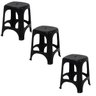 Kit 3 Banquetas Tramontina Preta Plástico Niterói ECO Banco Empilhável Compacto Portátil - 1
