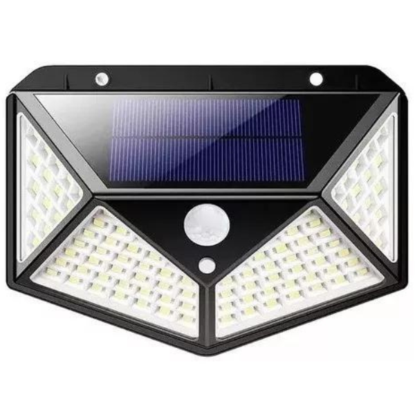 Luminária Parede Solar 100 Leds Bateria Luz Balizador Jardim - 2