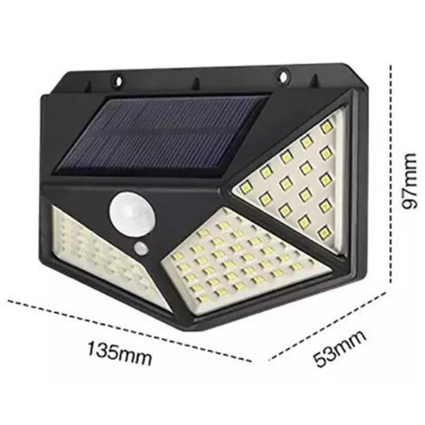 Luminária Parede Solar 100 Leds Bateria Luz Balizador Jardim - 7