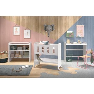 Mini Berço Moisés Zain Branco Fosco 3 em 1 Vira Trocador ou Escrivaninha para Quarto de Bebê Reller
