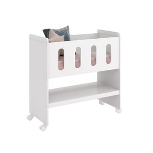 Mini Berço Moisés Zain Branco Fosco 3 em 1 Vira Trocador ou Escrivaninha para Quarto de Bebê Reller