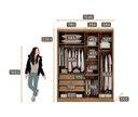 Ver imagem 2 de Guarda Roupa Solteiro Moderni 4 Portas com Espelho Cumaru Fendi - Novo Horizonte
