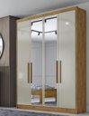 Ver imagem 1 de Guarda Roupa Solteiro Moderni 4 Portas com Espelho Cumaru Fendi - Novo Horizonte