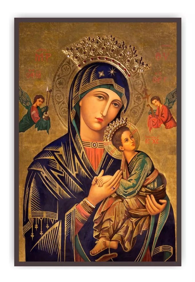 Quadro Nossa Senhora Perpétuo Socorro P/ Casa Parede Canvas - Madeira