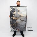 Ver imagem 2 de Quadro Decorativo em Canvas Abstrato Mármore Black Gray TaColado Moldura Flutuante 4,5cm Freijó 120