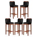 Ver imagem 1 de Kit 5 Banquetas Alta para Bancada Gourmet 38x102 Cm Líbia Madeira Maciça Suede Preto CCS