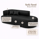 Ver imagem 7 de Sofá Orgânico Divã Estofado Sala Recepção Seed 180 Cm Zahav:courino Sintético Preto/courino Braça La