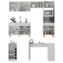 Ver imagem 4 de Armário de Cozinha com Bancada/mesa Gourmet Veneza Multimóveis Mp2174 Branco/dourado