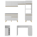 Ver imagem 5 de Armário de Cozinha com Bancada/mesa Gourmet Veneza Multimóveis Mp2174 Branco/dourado