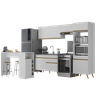 Armário de Cozinha com Bancada/mesa Gourmet Veneza Multimóveis Mp2174 Branco/dourado - 2