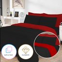 Ver imagem 2 de Jogo de Cama Soft Conforto Casal Queen 3 Peças Preto e Vermelho Casa Dona