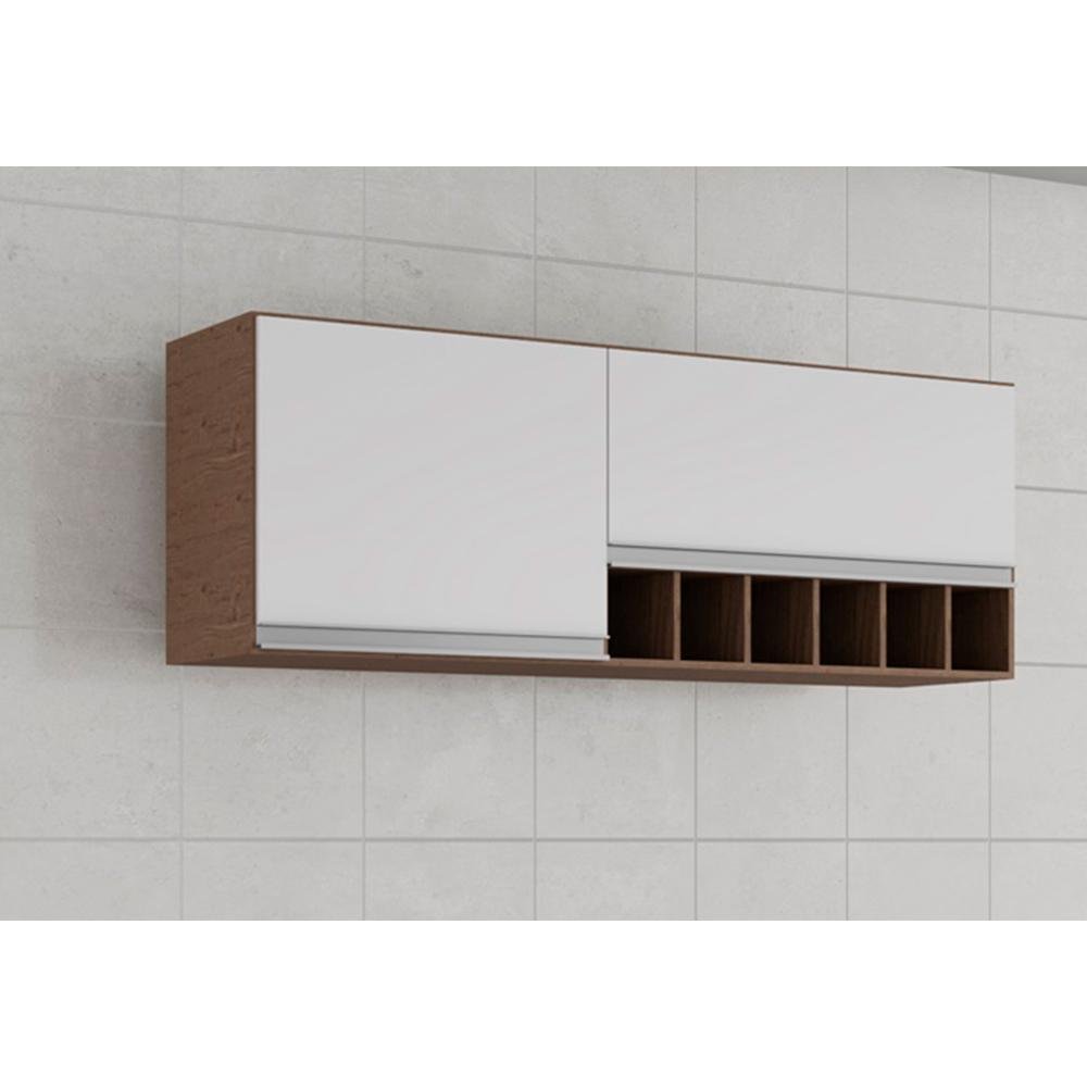 Aéreo Prisma 144cm 2 Porta e 6 Nichos Mgm Amêndoa/Branco - 2