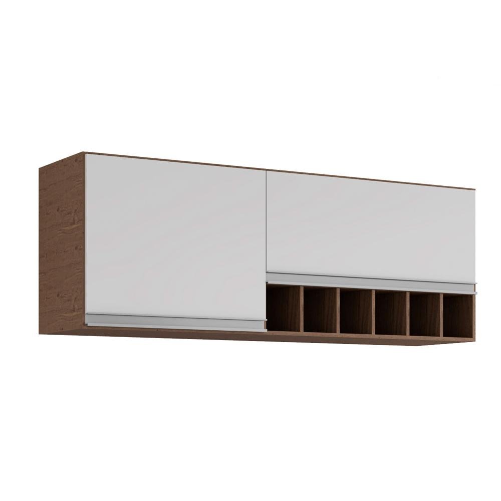 Aéreo Prisma 144cm 2 Porta e 6 Nichos Mgm Amêndoa/Branco - 1