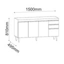 Ver imagem 2 de Balcão Ayla com Tampo 150cm 4 Portas 2 Gavetas Preto Maderatto Móveis