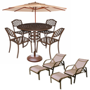 Ver imagem 1 de Conjunto de Mesa Jardim 4 Cadeiras Faveni com Guarda Sol e 2 Mini Espreguiçadeiras
