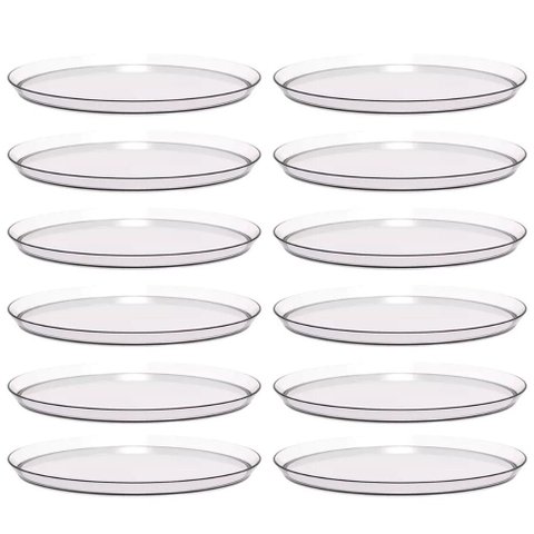 12 Bandejas Redonda 28cm Glassy Crippa Transparente Servir Restaurante Bar Lanchonete