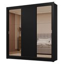 Ver imagem 3 de Guarda-roupa Casal 3 Portas de Correr com Espelhos 2 Gavetas Preto Sublime Madesa