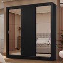 Ver imagem 1 de Guarda-roupa Casal 3 Portas de Correr com Espelhos 2 Gavetas Preto Sublime Madesa