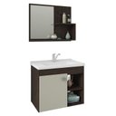 Ver imagem 1 de Gabinete de Banheiro com Cuba e Espelheira Lotus 55cm Cafe/off White - Mgm