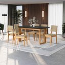 Ver imagem 1 de Conjunto Sala de Jantar Dora em Madeira Maciça 6 Cadeiras Boucle Bege