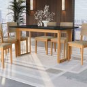 Ver imagem 5 de Conjunto Sala de Jantar Dora em Madeira Maciça 6 Cadeiras Boucle Bege