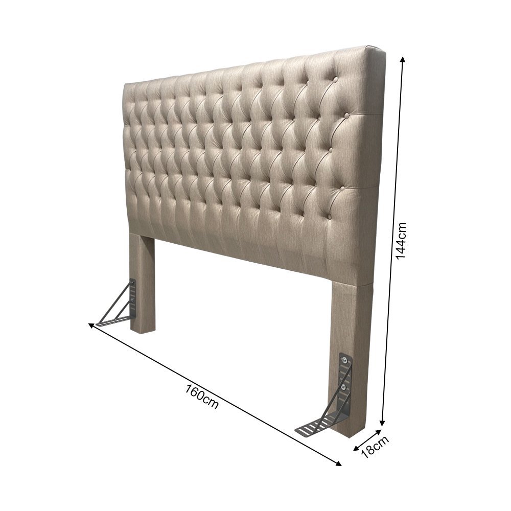 Cabeceira Cama Queen Estofada Capitonê Creta 1,60m Linho Bege - 5
