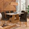 Mesa com 6 Cadeiras Pierre 1,60 Cin/off White/marro - Móveis Arapongas Cinamomo/off White/marrom - 2