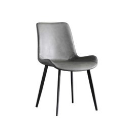 Cadeira de Jantar Basic Cinza Couro Estofada - 2
