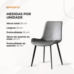 Cadeira de Jantar Basic Cinza Couro Estofada - 7