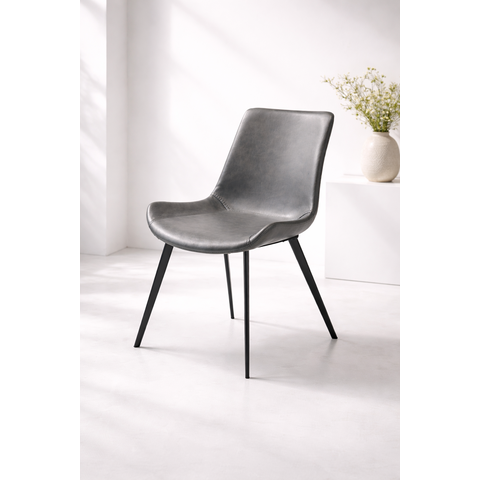 Cadeira de Jantar Basic Cinza Couro Estofada